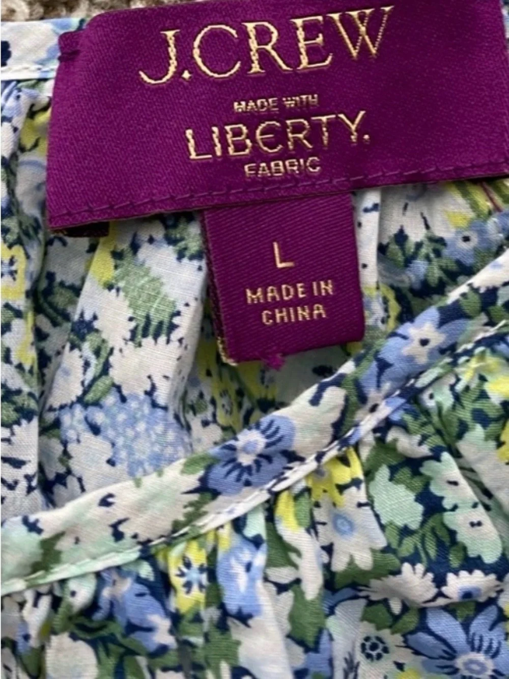 J. Crew Palermo Smock Waist Dress Liberty Fabric Thorp Hill Floral L